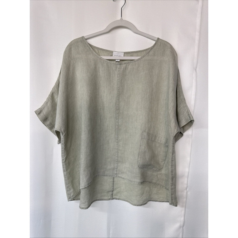 Pure J Jill 100% Linen Sz LP Light Sage Beachy Coastal Lagenlook Boxy Oversized